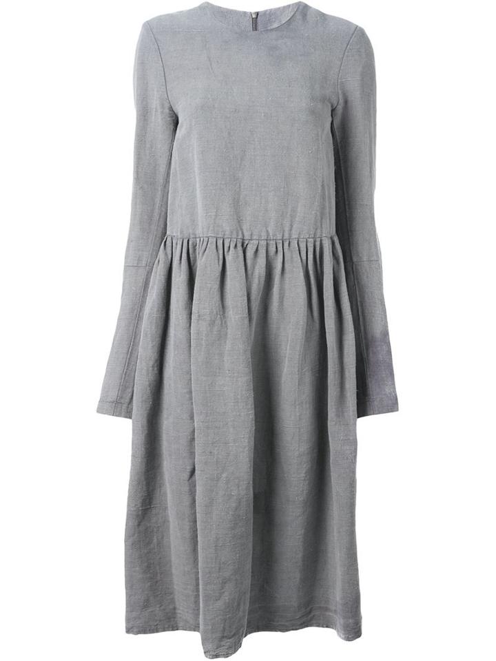 Alice Waese Long Sleeve Big Dress, Women's, Size: Small, Grey, Cotton/linen/flax