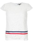 Han Ahn Soon Lace Embroidered Tri-stripe Blouse - White