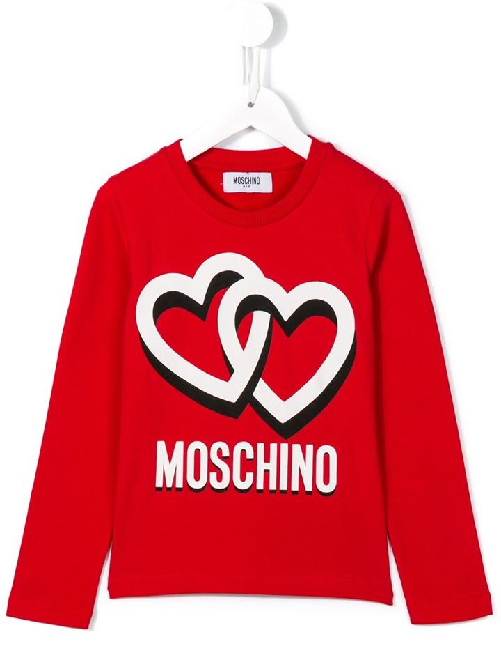 Moschino Kids Heart Logo Sweatshirt, Toddler Girl's, Size: 4 Yrs, Red
