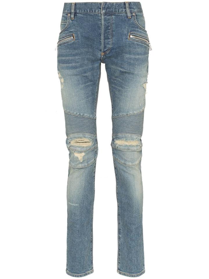 Balmain Slim-fit Ripped Jeans - Blue