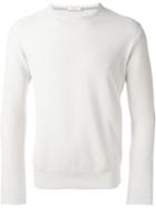 Paolo Pecora Crew Neck Sweater, Men's, Size: Xl, White, Cotton/polyamide