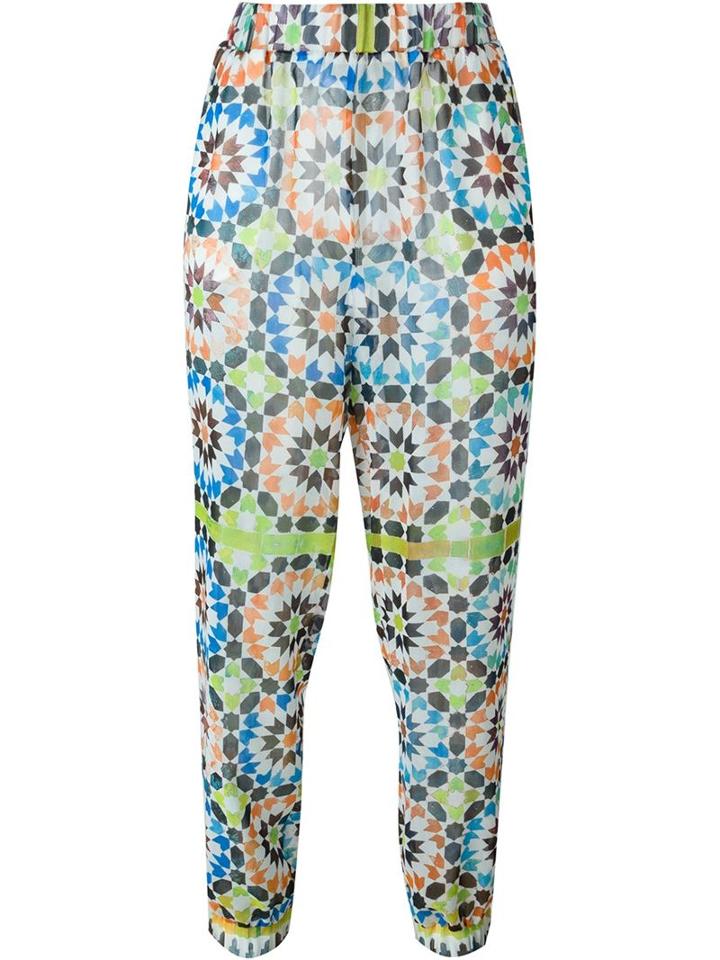 Miahatami Kaleidoscope Pattern Tapered Cuff Trousers, Women's, Size: 42, Polyester