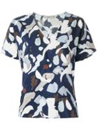 Egrey - V Neck Printed Blouse - Women - Viscose - 38, Women's, Blue, Viscose
