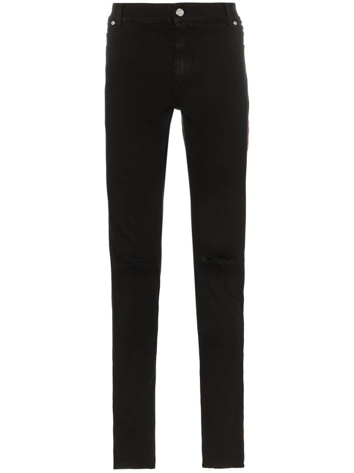 Balmain Contrast Side Panel Jeans - Black