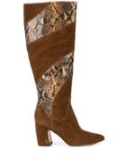 Sam Edelman Snakeskin Panel Boots - Brown