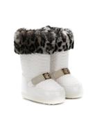 Roberto Cavalli Kids Faux Fur Trim Snow Boots - White