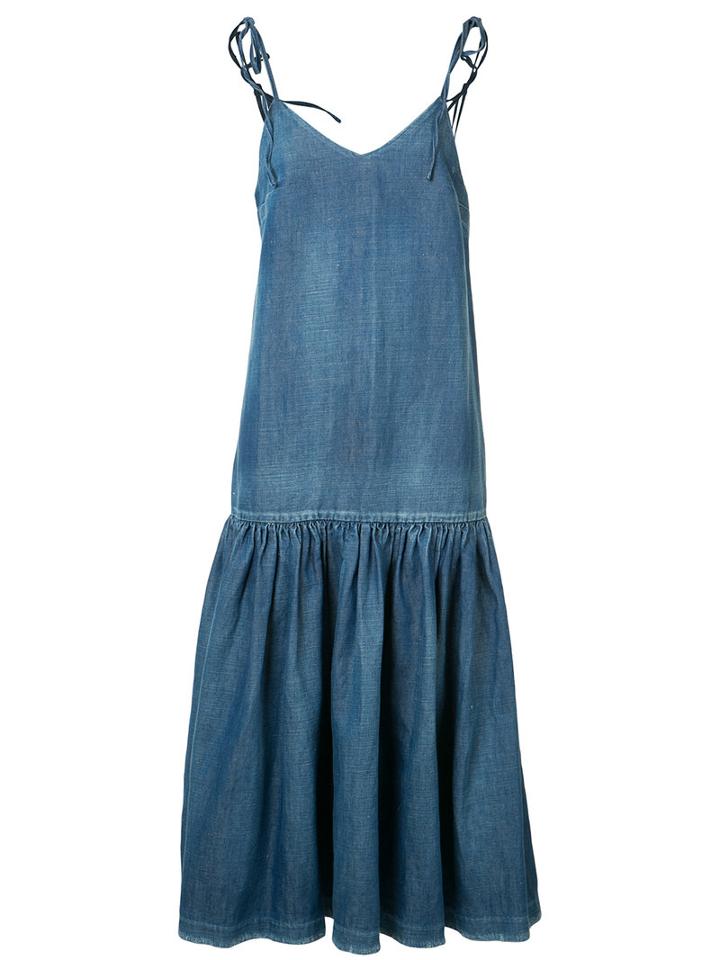 Co Dropped Waist Denim Dress, Women's, Size: Small, Black, Cotton/linen/flax