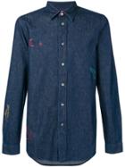Ps By Paul Smith Embroidered Doodle Denim Shirt - Blue