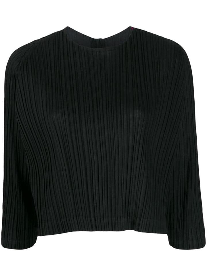 Pleats Please By Issey Miyake High-neck Draped Top - Black