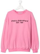 Philosophy Di Lorenzo Serafini Kids Teen Logo Print Sweatshirt - Pink