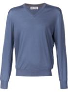 Brunello Cucinelli V-neck Sweater, Men's, Size: 50, Blue, Cashmere/wool