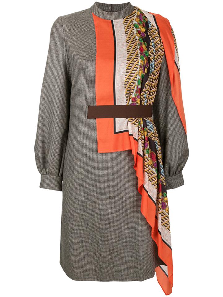 Kolor Scarf Panelled Dress - Brown