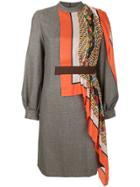 Kolor Scarf Panelled Dress - Brown