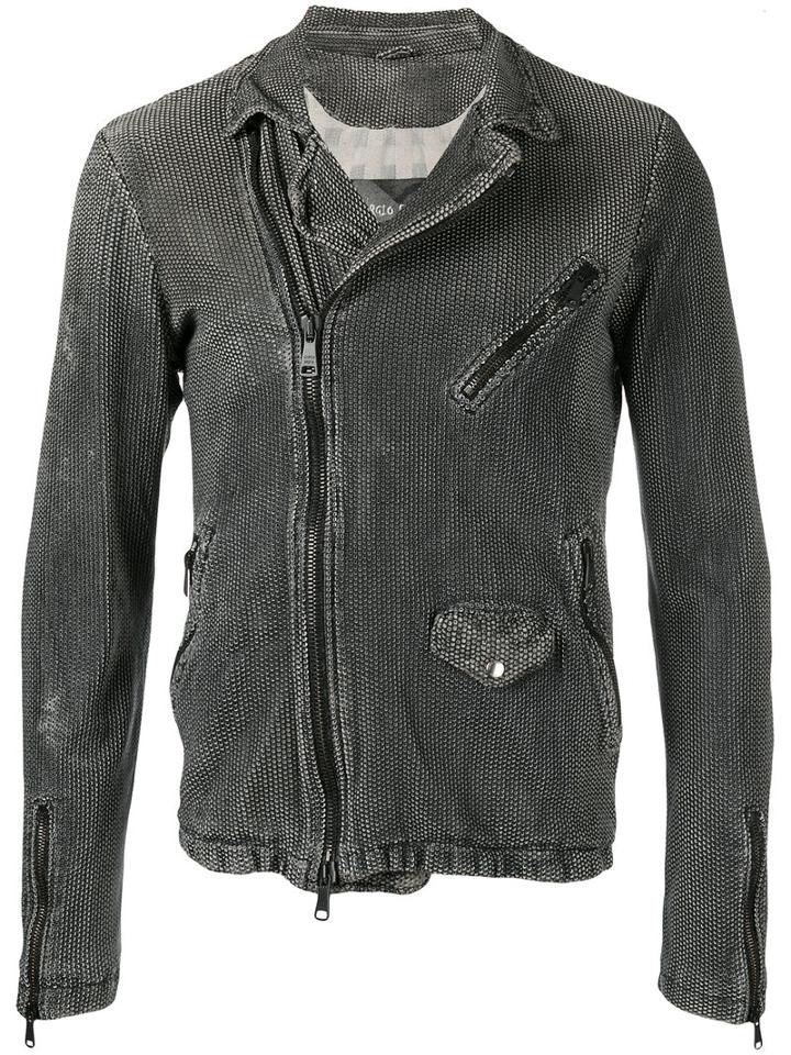 Giorgio Brato Classic Biker Jacket, Men's, Size: 48, Black, Leather/cotton/nylon/linen/flax