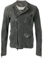 Giorgio Brato Classic Biker Jacket, Men's, Size: 48, Black, Leather/cotton/nylon/linen/flax