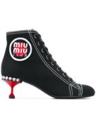 Miu Miu Bowling Shoe Heeled Boot - Black