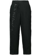 Yohji Yamamoto Embroidered Straight Leg Trousers - Black