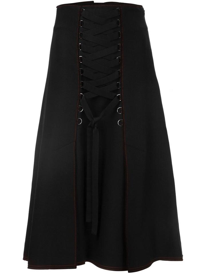 Proenza Schouler Corset Detail A-line Skirt, Women's, Size: 4, Blue, Virgin Wool/spandex/elastane/polyamide