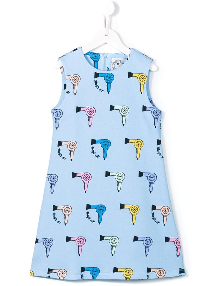 10x10 An Italian Theory Kids Hair Dryer Print Dress, Girl's, Size: 8 Yrs, Blue