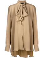 Plein Sud - Flared Top - Women - Silk - 42, Brown, Silk