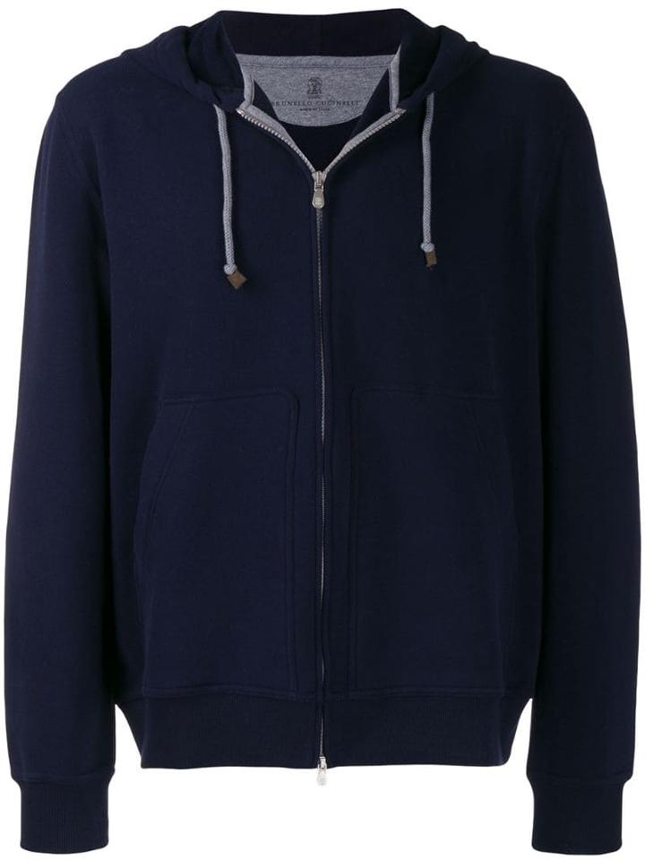 Brunello Cucinelli Hooded Zipped Jacket - Blue