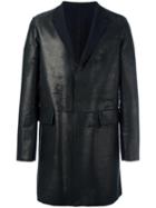 Salvatore Santoro Midi Leather Jacket, Men's, Size: 54, Black, Cotton/leather
