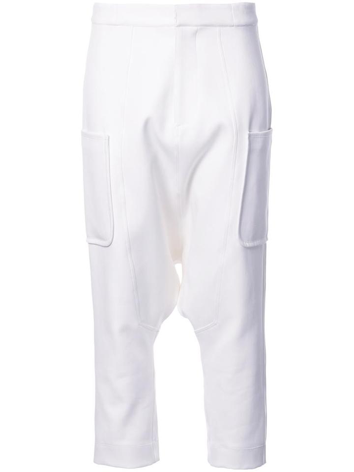 Bassike Rib Detail Trousers, Women's, Size: 14, White, Cotton/nylon/spandex/elastane
