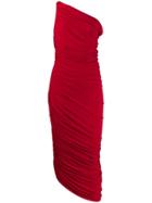 Norma Kamali Ruched Detail Asymmetric Dress - Red