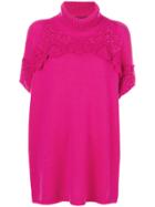 Ermanno Scervino Knit Floral Lace Top - Pink & Purple