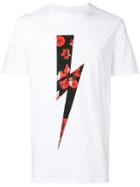 Neil Barrett Lightning Floral Print Crew Neck T-shirt - White