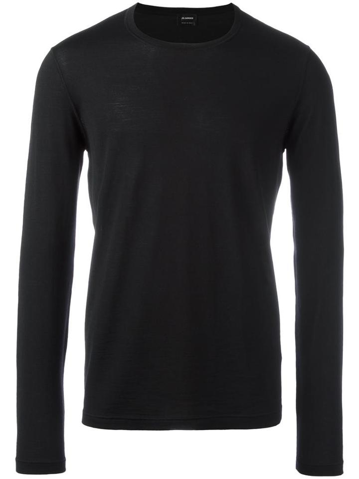 Jil Sander Crew Neck Jumper, Men's, Size: 52, Black, Virgin Wool