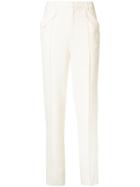 Sally Lapointe - Flap Pocket Trousers - Women - Silk/acetate/viscose - 0, White, Silk/acetate/viscose