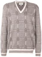 Gucci Knit V Neck Sweatshirt - Brown