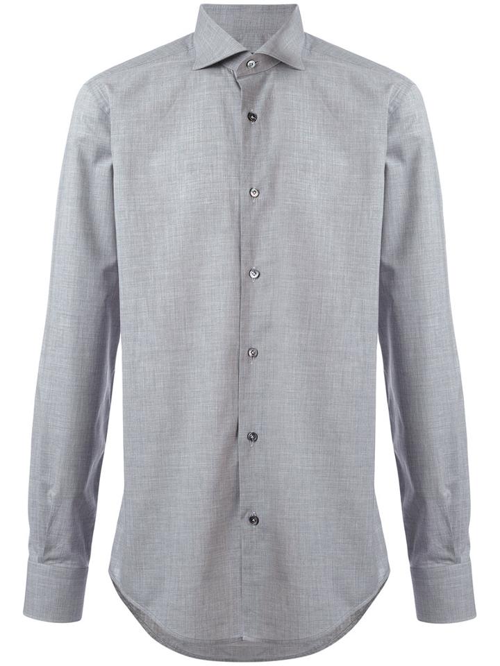 Pal Zileri - Curved Hem Shirt - Men - Cotton - 44, Grey, Cotton