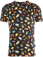 Love Moschino Allover Print T-shirt, Men's, Size: Small, Blue, Cotton/spandex/elastane