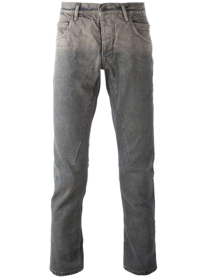 Rick Owens Drkshdw Faded Panel Tapered Jeans, Men's, Size: 33, Blue, Cotton