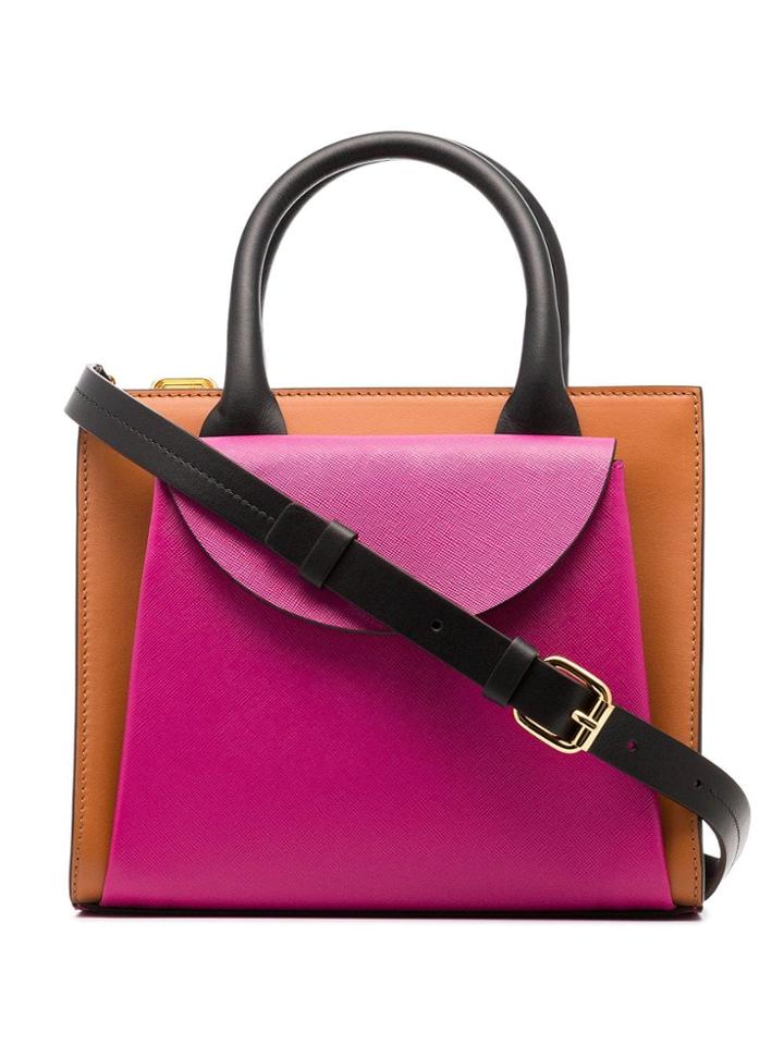 Marni Multicolour Leather Two-tone Tote Bag - Brown