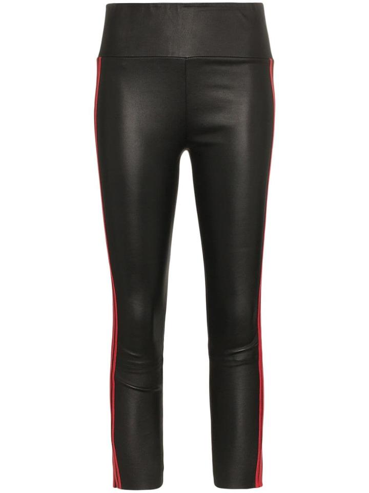 Sprwmn Triple Stripe Leather Leggings - Black