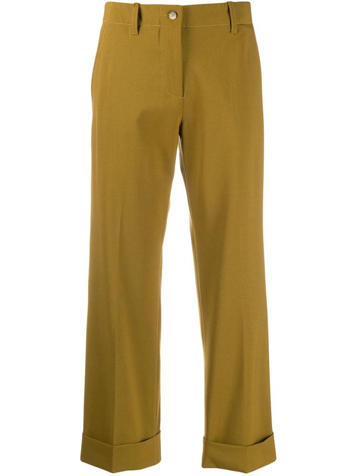 Alberto Biani Cropped Wide Leg Trousers - Green