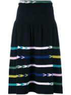Barrie Striped Knit Skirt, Women's, Size: Small, Black, Cashmere