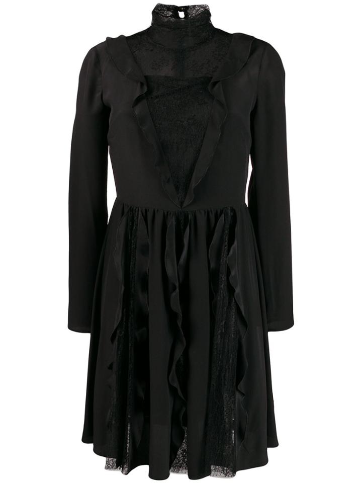 Red Valentino Red(v) Lace Embellished Pleated Dress - Black
