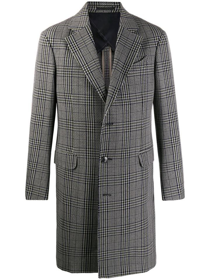Z Zegna Houndstooth Wool Coat - Blue