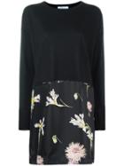 Blumarine Floral Print Shift Dress, Women's, Size: 46, Black, Silk/virgin Wool