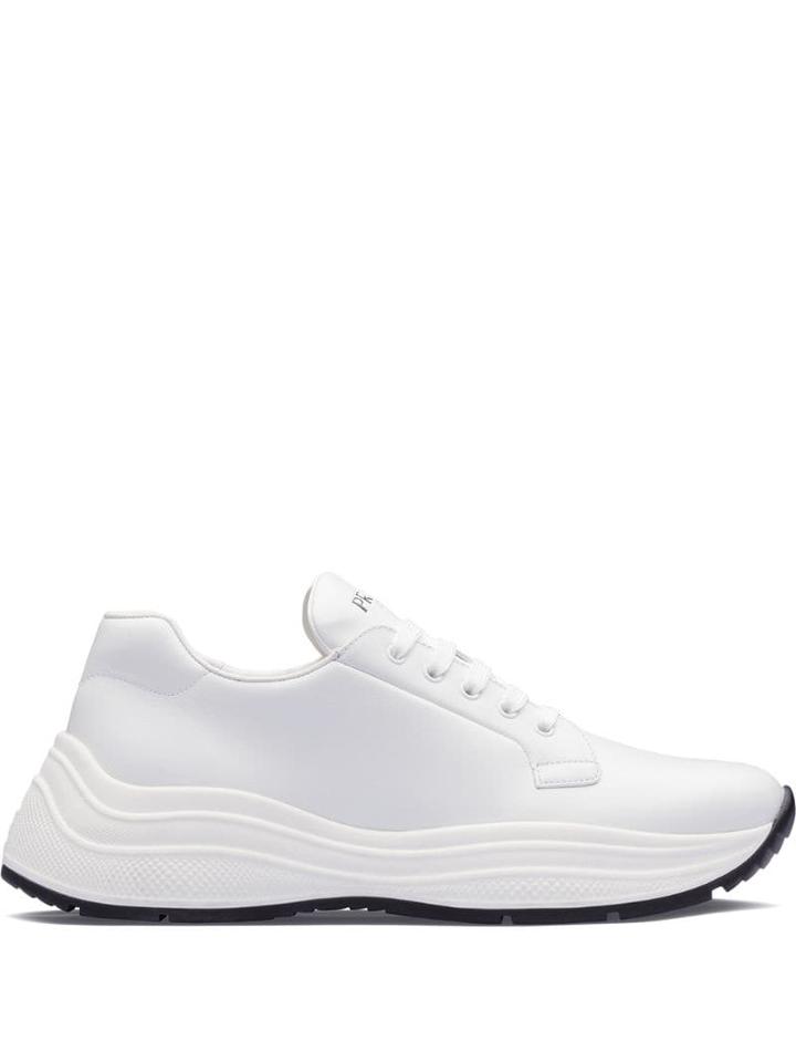 Prada Printed Logo Low-top Sneakers - White