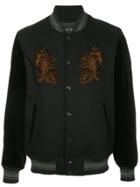 Roarguns Leopard Applique Bomber Jacket Jackets - Black