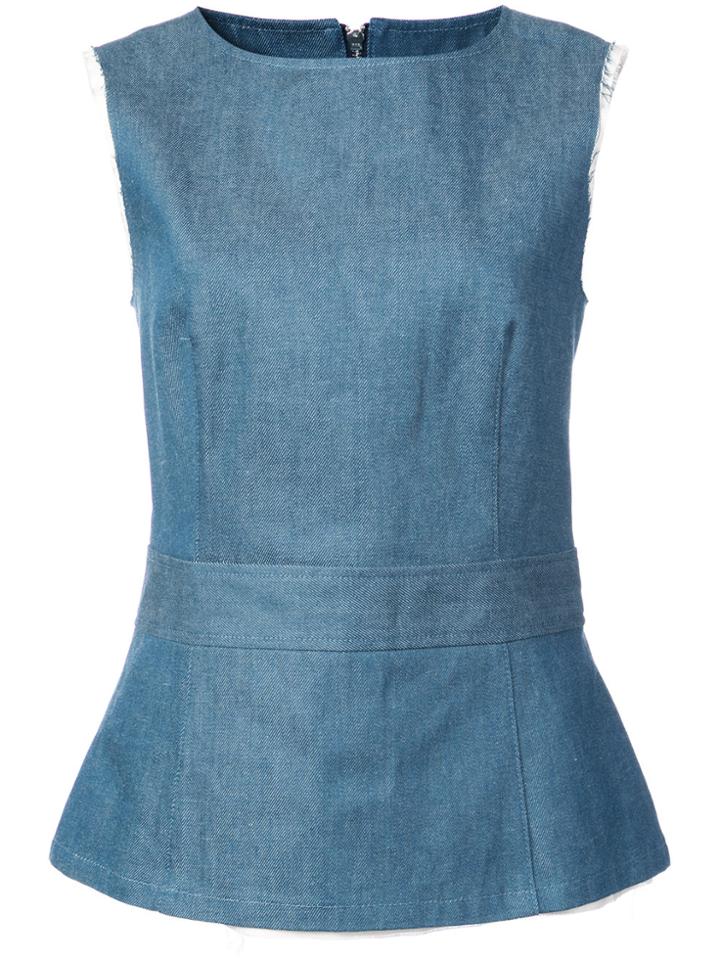 Maison Mihara Yasuhiro Denim Fitted Blouse - Blue