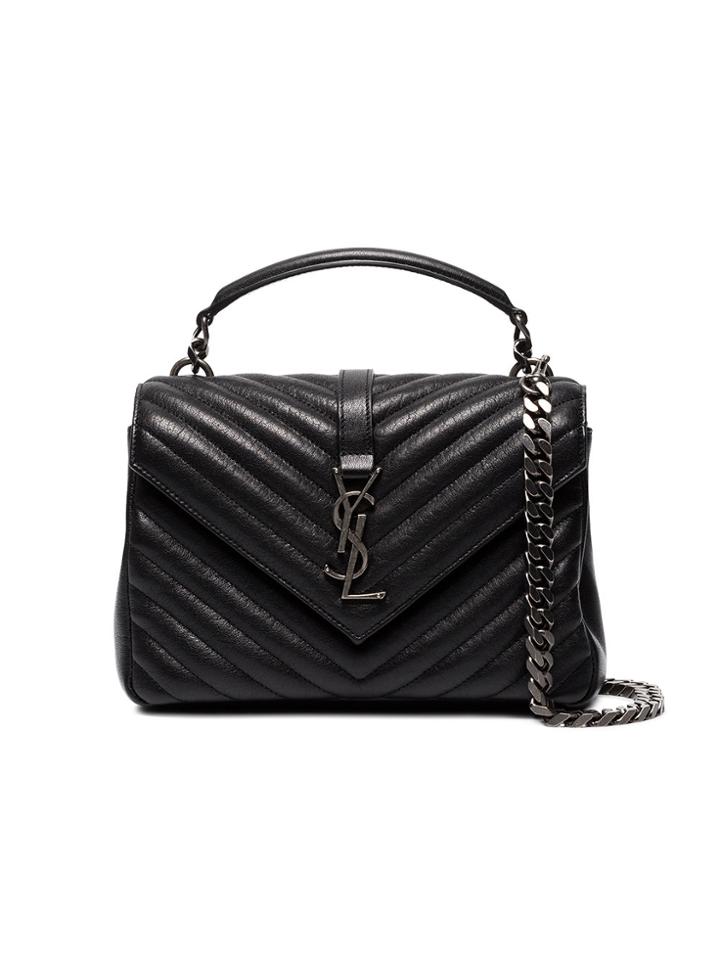 Saint Laurent Black College Medium Leather Shoulder Bag