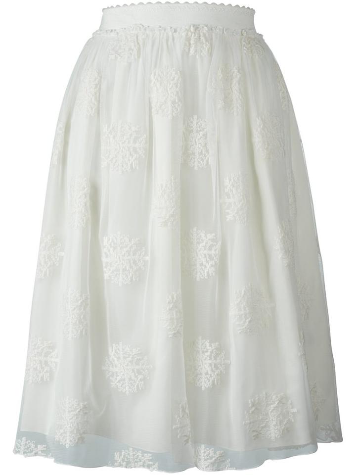 Blugirl Embroidered Tulle Skirt, Women's, Size: 40, White, Polyamide/polyester/wool