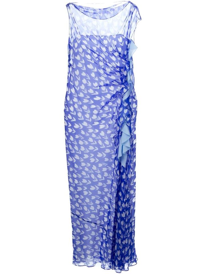 Emanuel Ungaro Tulip Print Ruffle Detail Dress