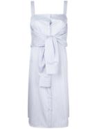 Maison Margiela Tie Front Pinstripe Dress, Women's, Size: 42, Blue, Cotton